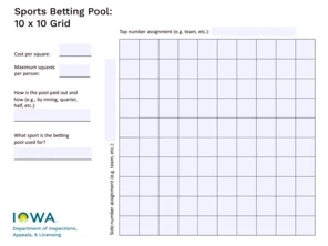 Sample sports betting pool grid