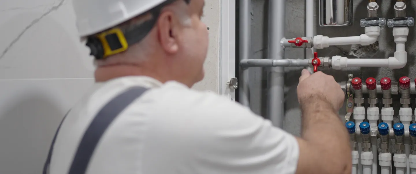 plumber carries out work in the house 