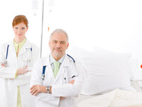 two doctors with stethoscope in hospital