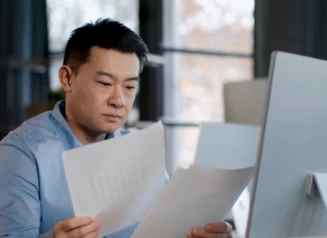Man reviewing report
