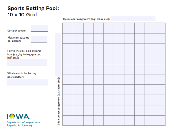 Sample sports betting pool grid